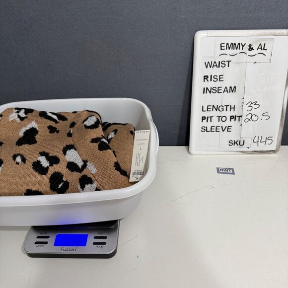 Chicos Long Line Knit Cardigan Sweater Size 1/M Animal Print Hood Cozy NEW - Picture 13 of 14